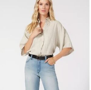 Karen Kane Women‎ Button Down Shirt Short Sleeves Size Medium Relaxed Fit